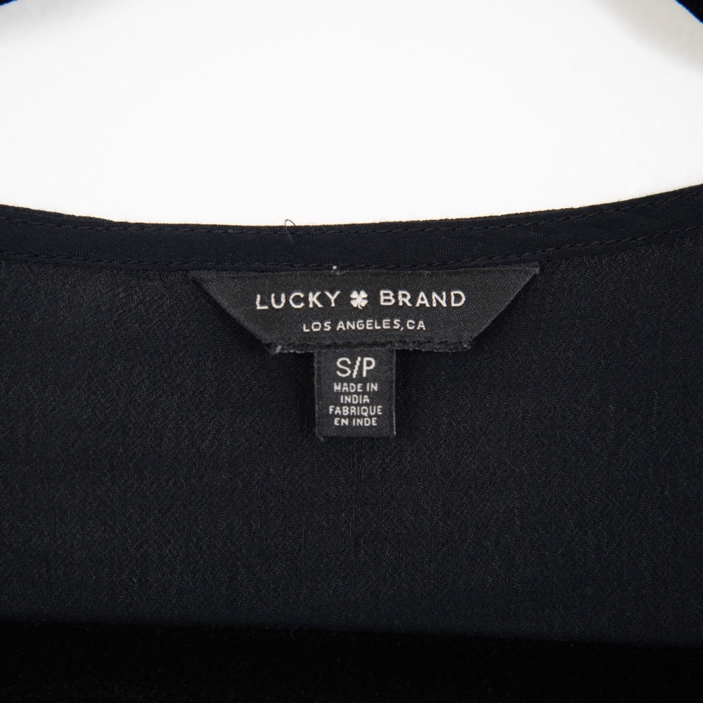 Lucky Brand Black with Cream Floral Embroidery Button Down Blouse - Picture 3 of 7